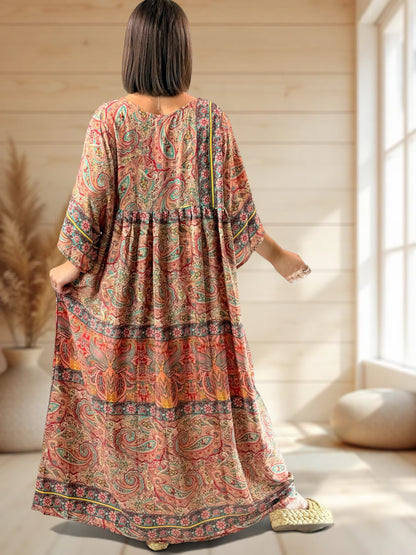 MATHILDA - ROBE LONGUE BOHEME SOIE JUSQU'A LA TAILLE 54