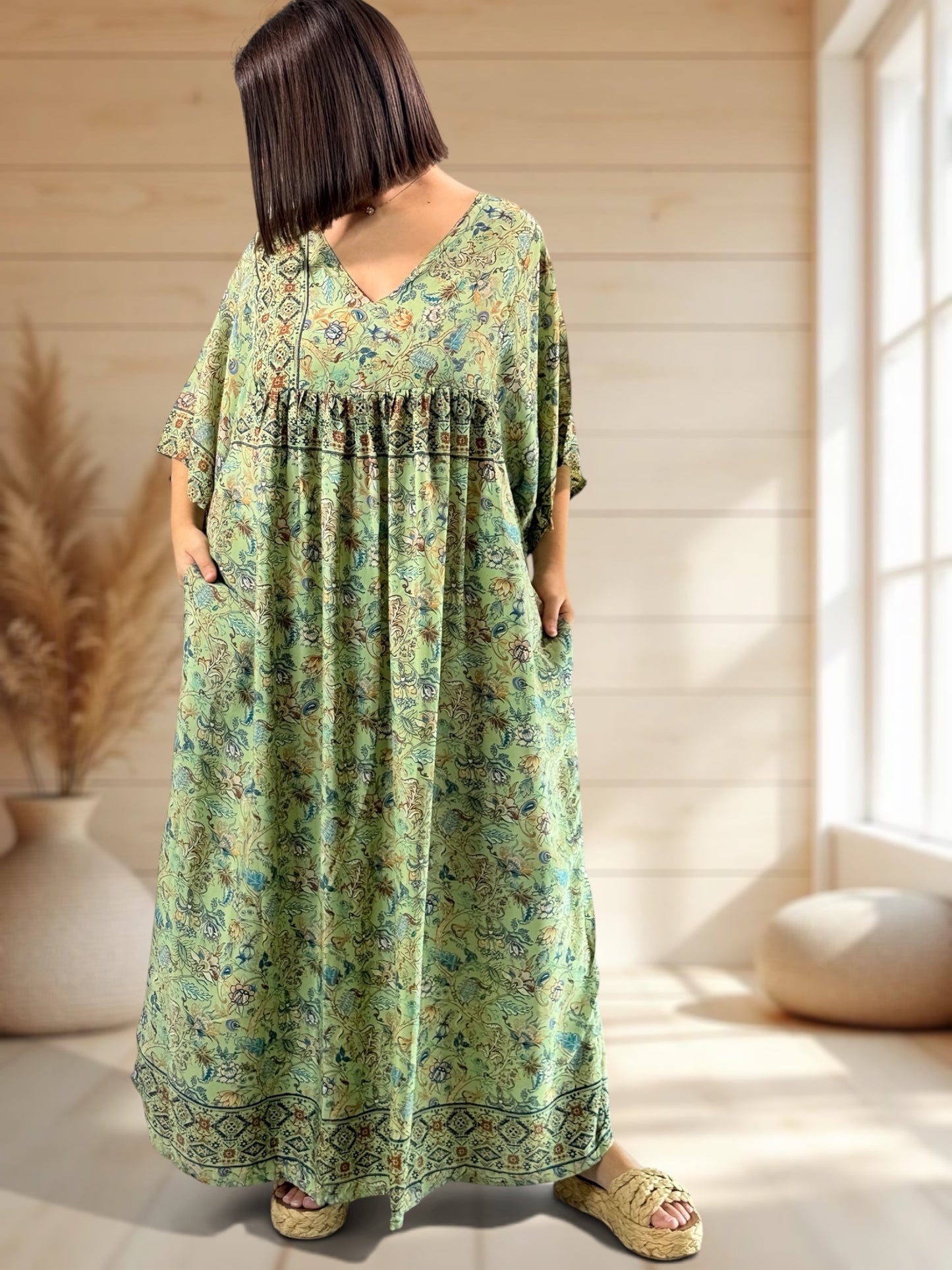 MATHILDA - ROBE LONGUE BOHEME SOIE JUSQU'A LA TAILLE 54