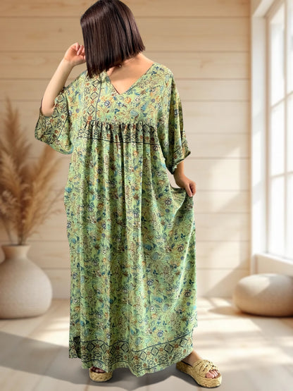 MATHILDA - ROBE LONGUE BOHEME SOIE JUSQU'A LA TAILLE 54