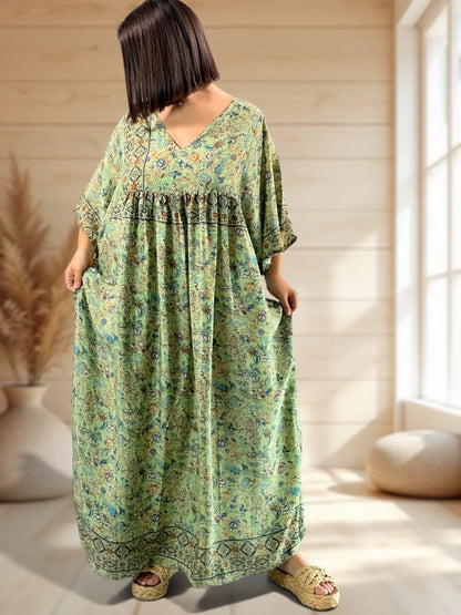 MATHILDA - ROBE LONGUE BOHEME SOIE JUSQU'A LA TAILLE 54
