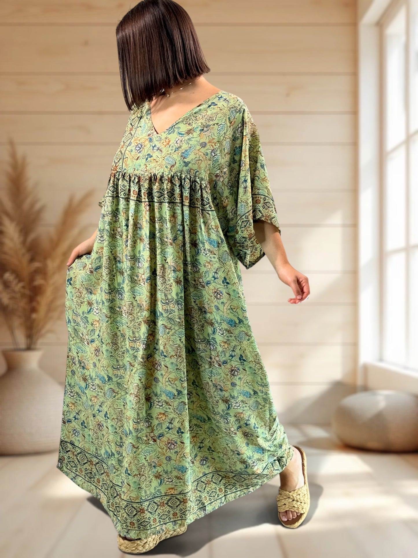 MATHILDA - ROBE LONGUE BOHEME SOIE JUSQU'A LA TAILLE 54
