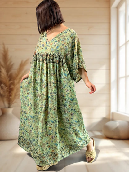 MATHILDA - ROBE LONGUE BOHEME SOIE JUSQU'A LA TAILLE 54
