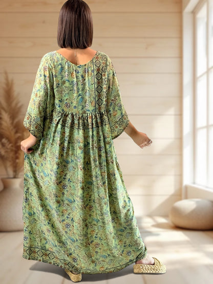 MATHILDA - ROBE LONGUE BOHEME SOIE JUSQU'A LA TAILLE 54