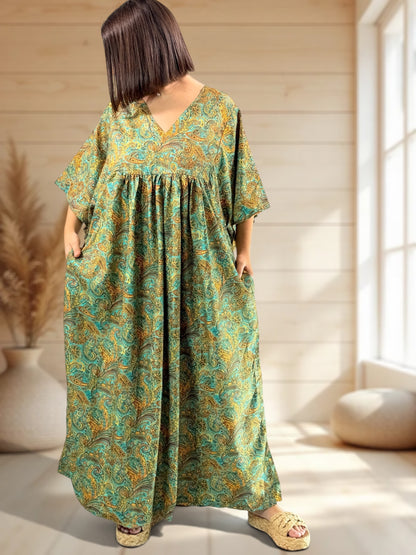 MATHILDA - ROBE LONGUE BOHEME SOIE JUSQU'A LA TAILLE 54