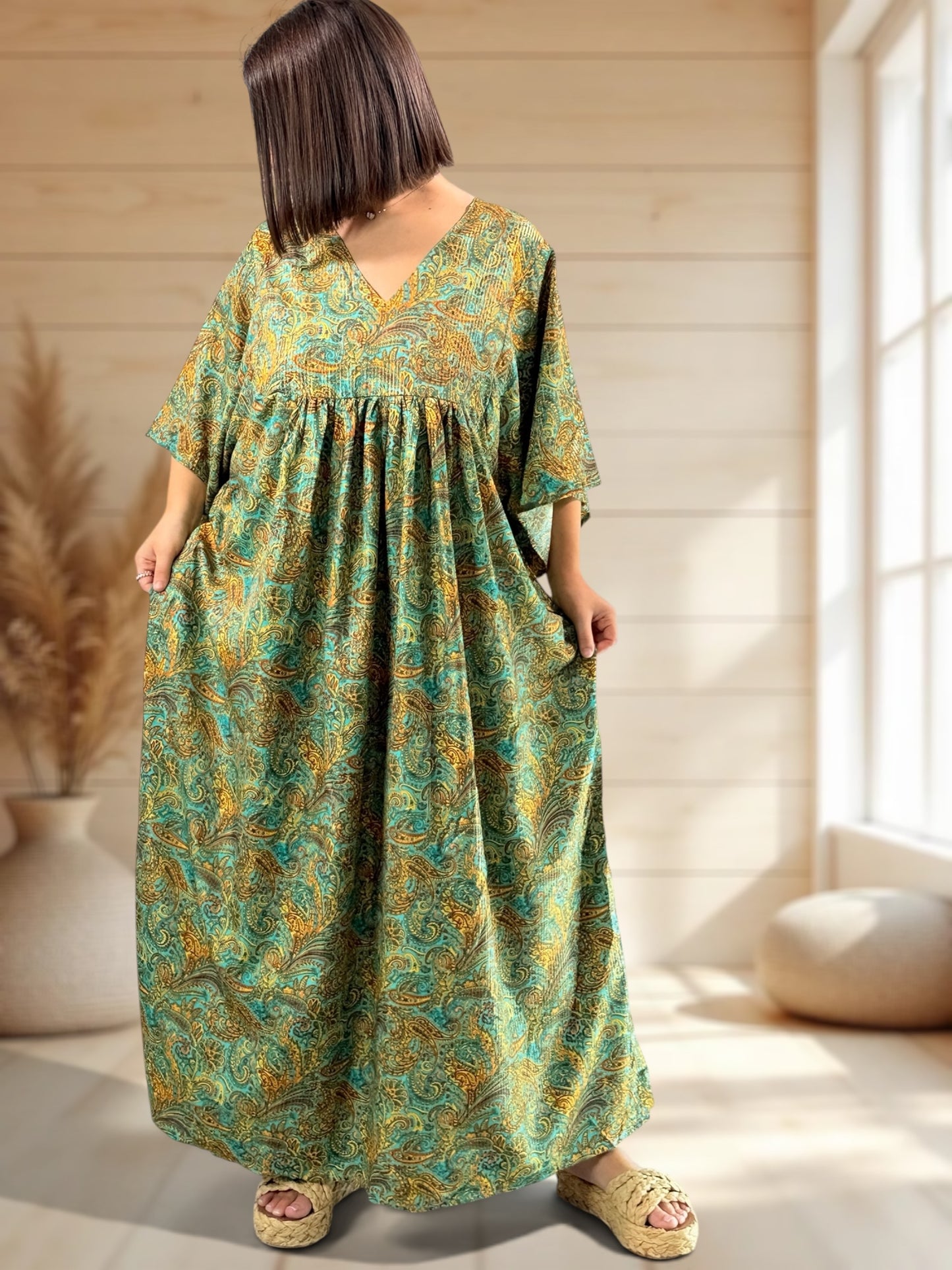 MATHILDA - ROBE LONGUE BOHEME SOIE JUSQU'A LA TAILLE 54