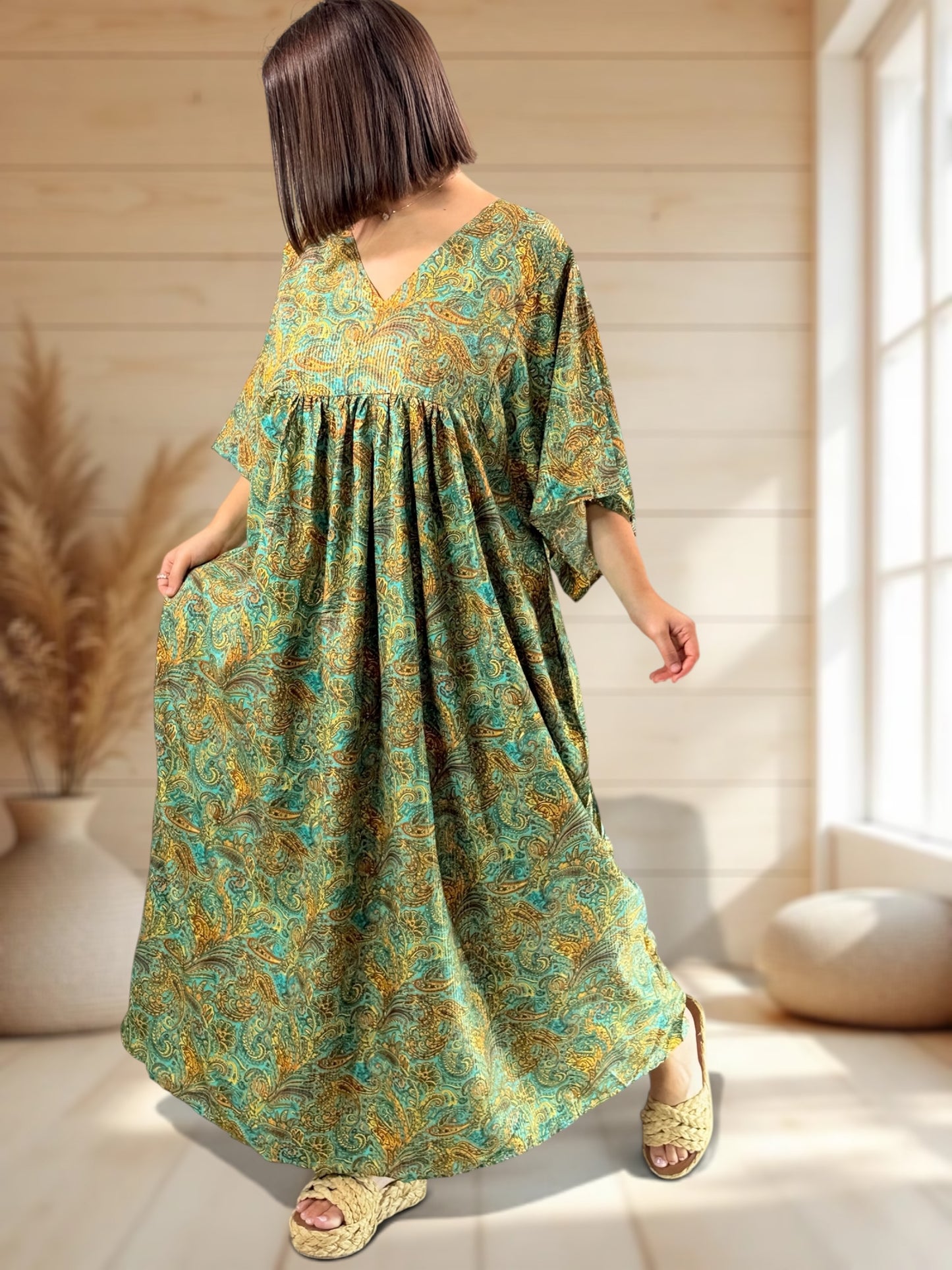 MATHILDA - ROBE LONGUE BOHEME SOIE JUSQU'A LA TAILLE 54