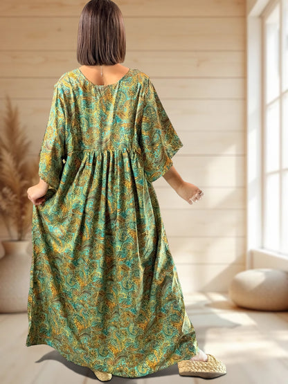 MATHILDA - ROBE LONGUE BOHEME SOIE JUSQU'A LA TAILLE 54