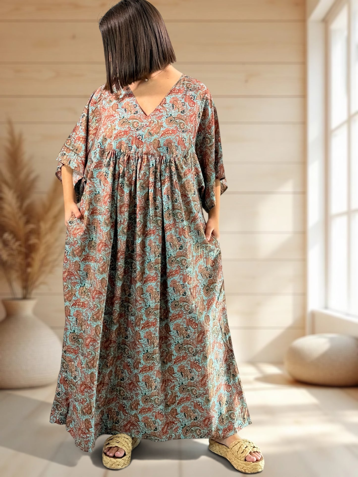 MATHILDA - ROBE LONGUE BOHEME SOIE JUSQU'A LA TAILLE 54