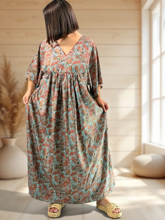 MATHILDA - ROBE LONGUE BOHEME SOIE JUSQU'A LA TAILLE 54