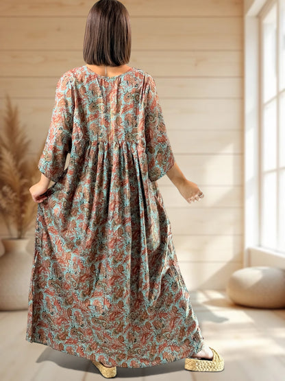 MATHILDA - ROBE LONGUE BOHEME SOIE JUSQU'A LA TAILLE 54