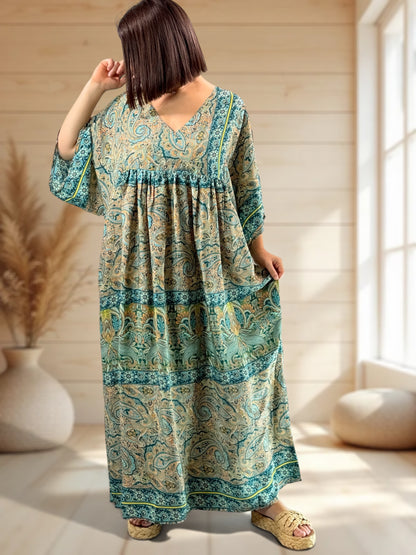 MATHILDA - ROBE LONGUE BOHEME SOIE JUSQU'A LA TAILLE 54