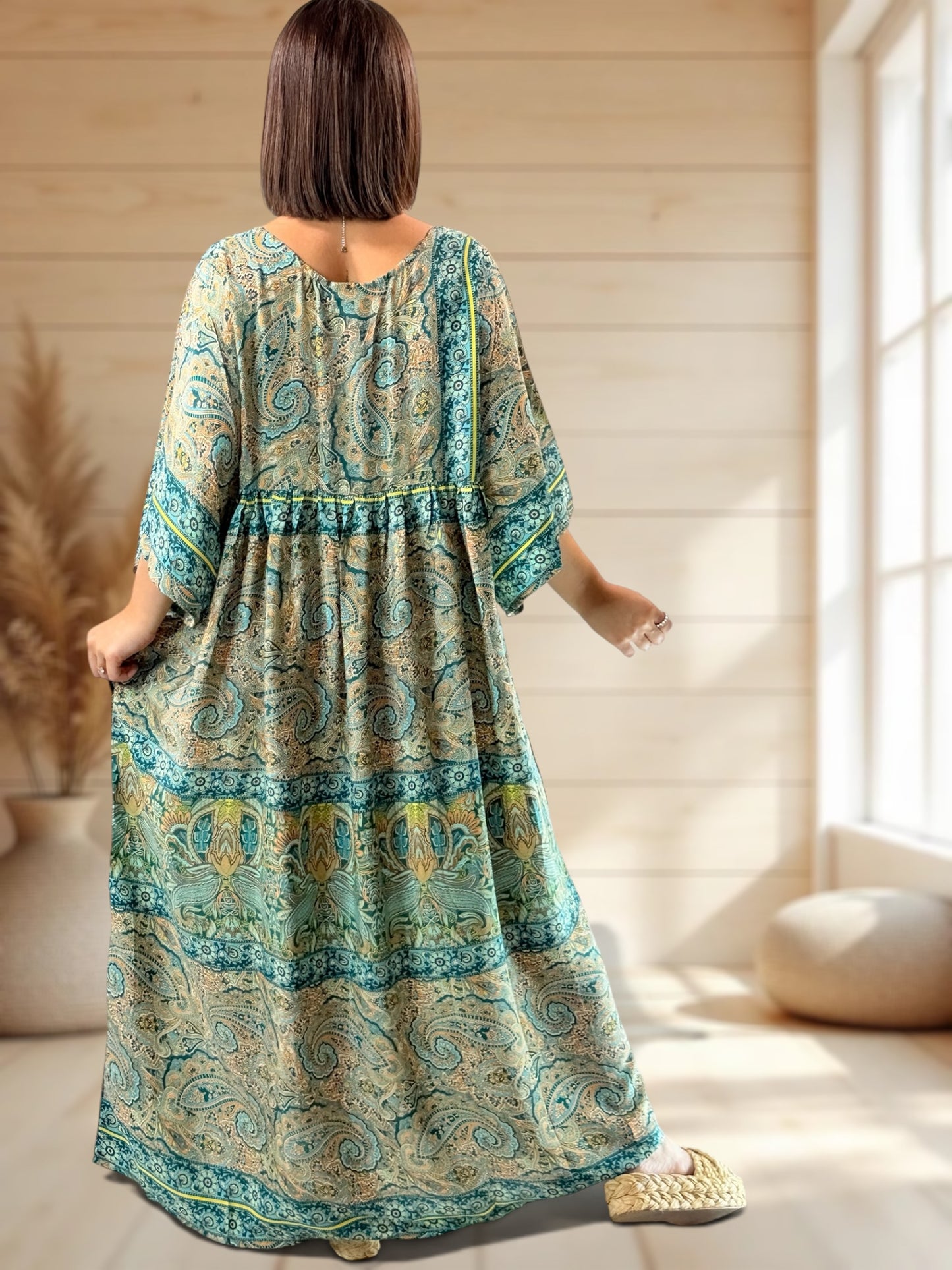 MATHILDA - ROBE LONGUE BOHEME SOIE JUSQU'A LA TAILLE 54