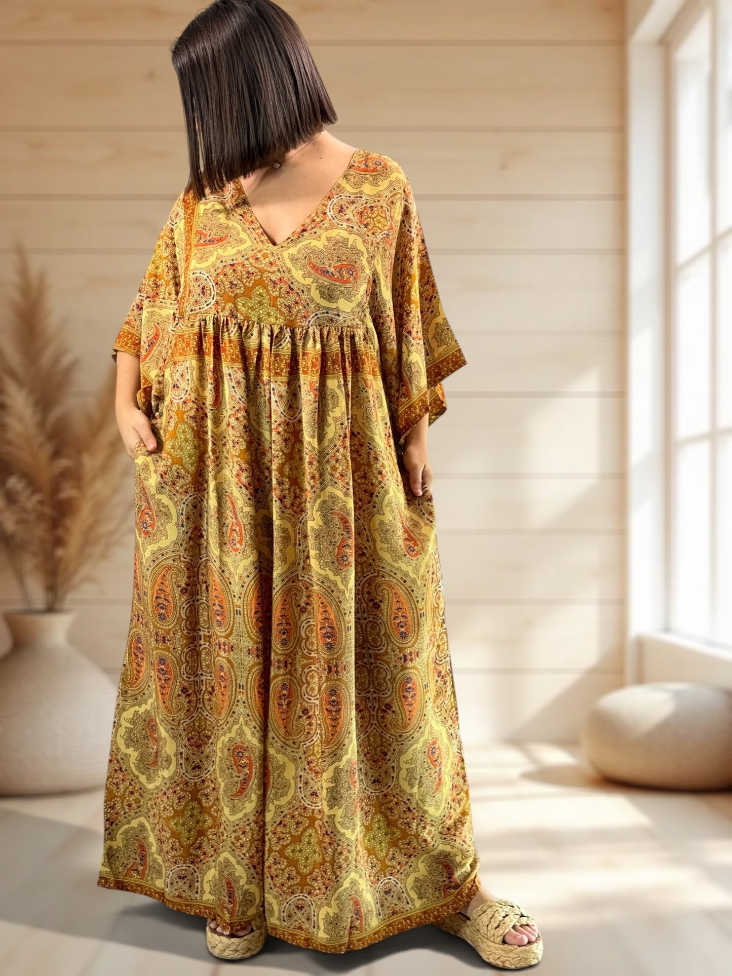 MATHILDA - ROBE LONGUE BOHEME SOIE JUSQU'A LA TAILLE 54