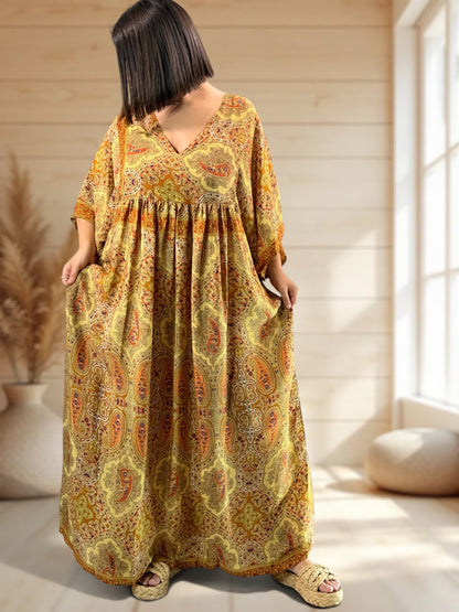 MATHILDA - ROBE LONGUE BOHEME SOIE JUSQU'A LA TAILLE 54