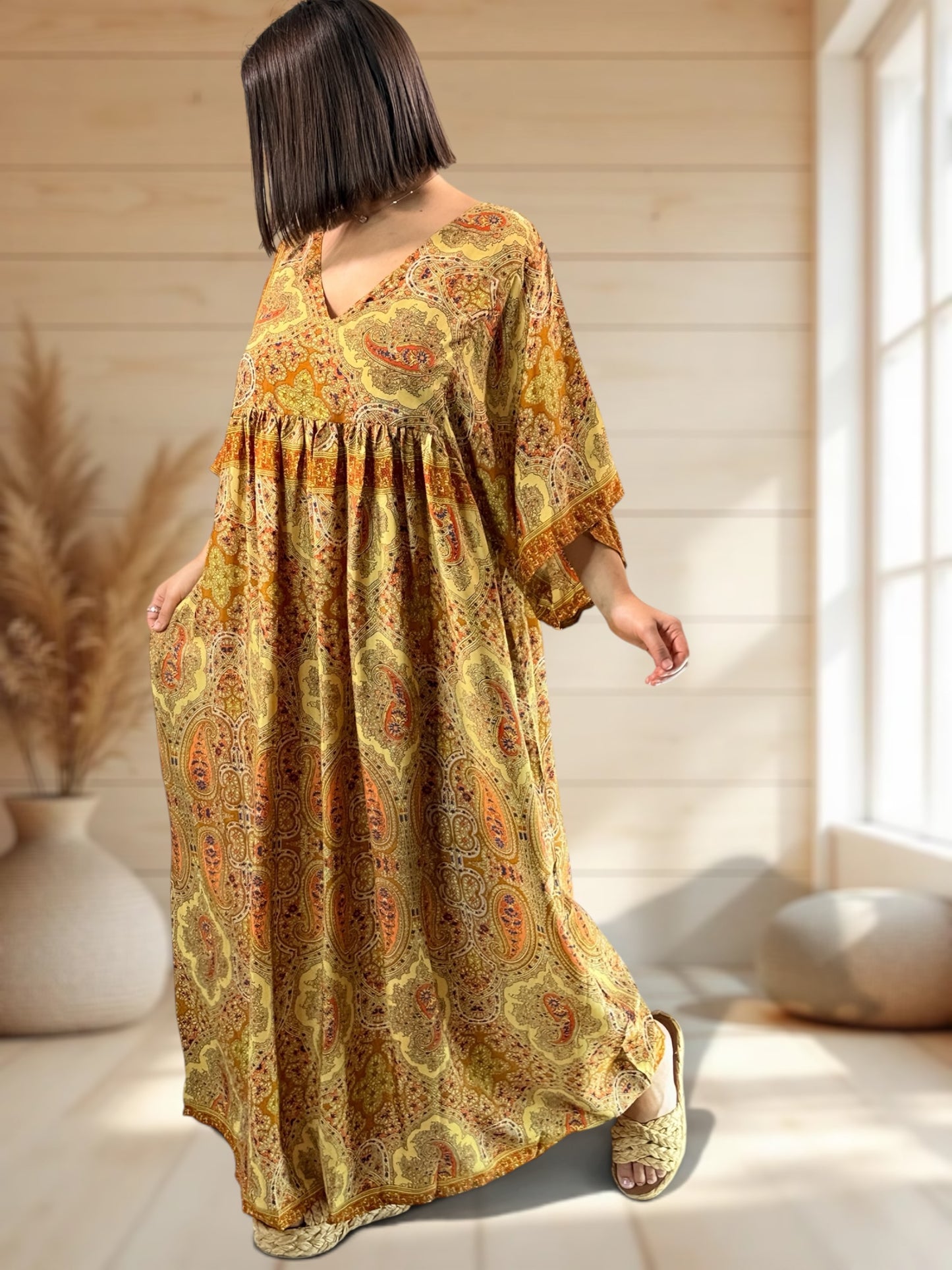 MATHILDA - ROBE LONGUE BOHEME SOIE JUSQU'A LA TAILLE 54