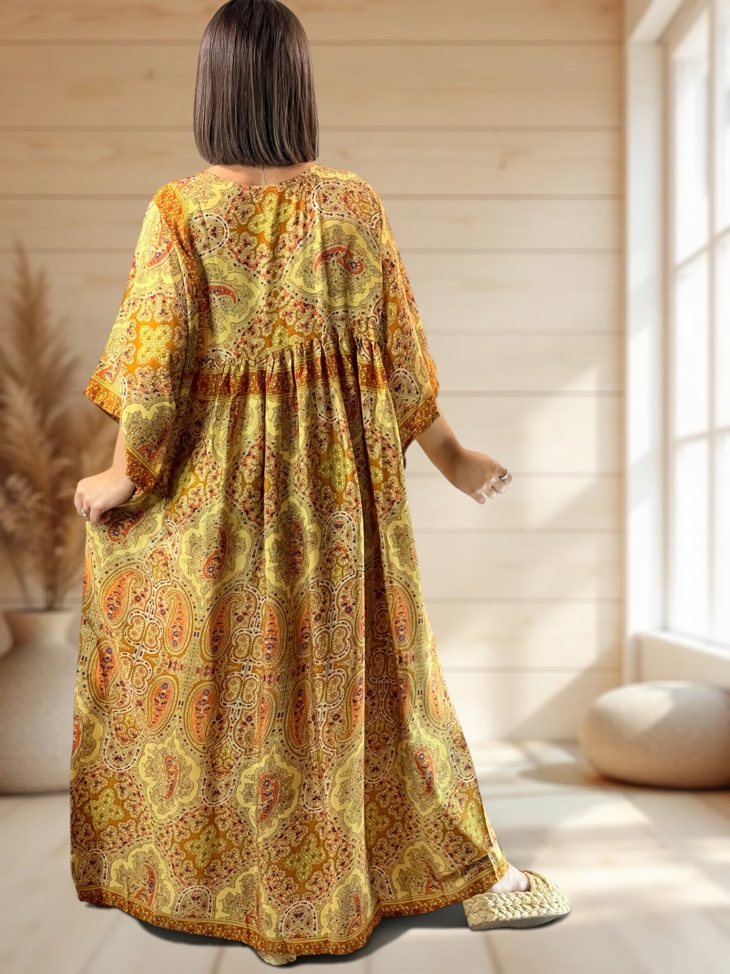 MATHILDA - ROBE LONGUE BOHEME SOIE JUSQU'A LA TAILLE 54