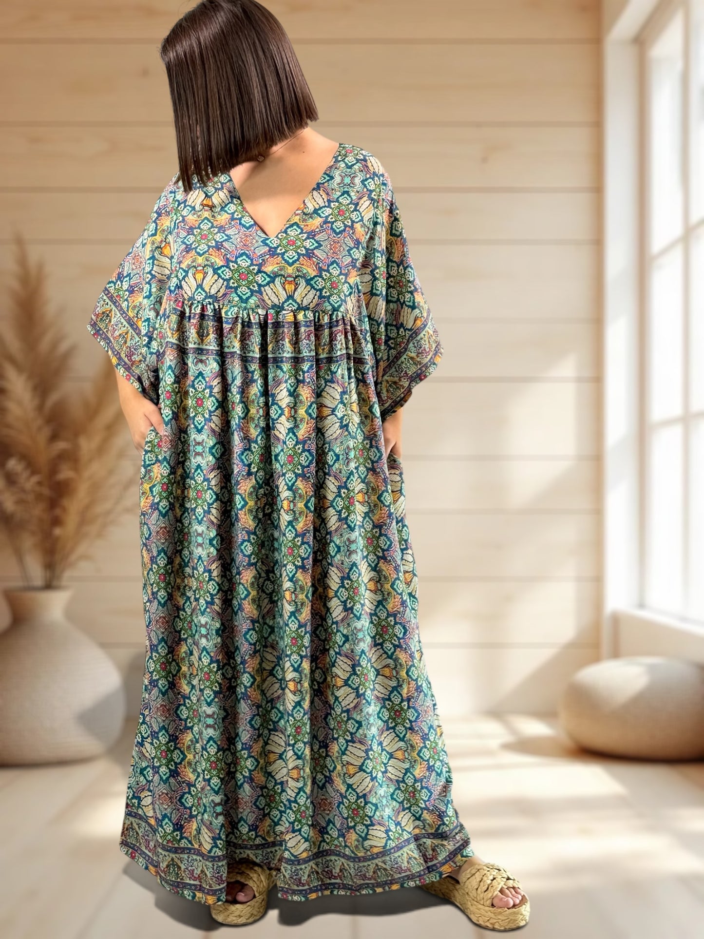 MATHILDA - ROBE LONGUE BOHEME SOIE JUSQU'A LA TAILLE 54