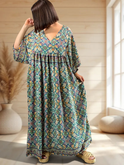 MATHILDA - ROBE LONGUE BOHEME SOIE JUSQU'A LA TAILLE 54