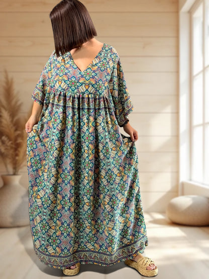 MATHILDA - ROBE LONGUE BOHEME SOIE JUSQU'A LA TAILLE 54