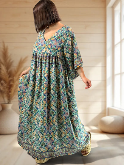 MATHILDA - ROBE LONGUE BOHEME SOIE JUSQU'A LA TAILLE 54