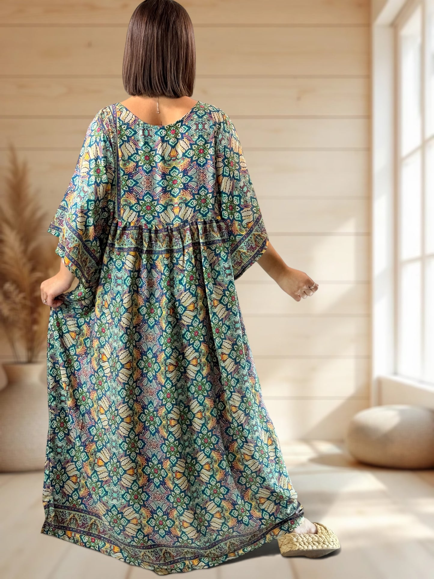 MATHILDA - ROBE LONGUE BOHEME SOIE JUSQU'A LA TAILLE 54
