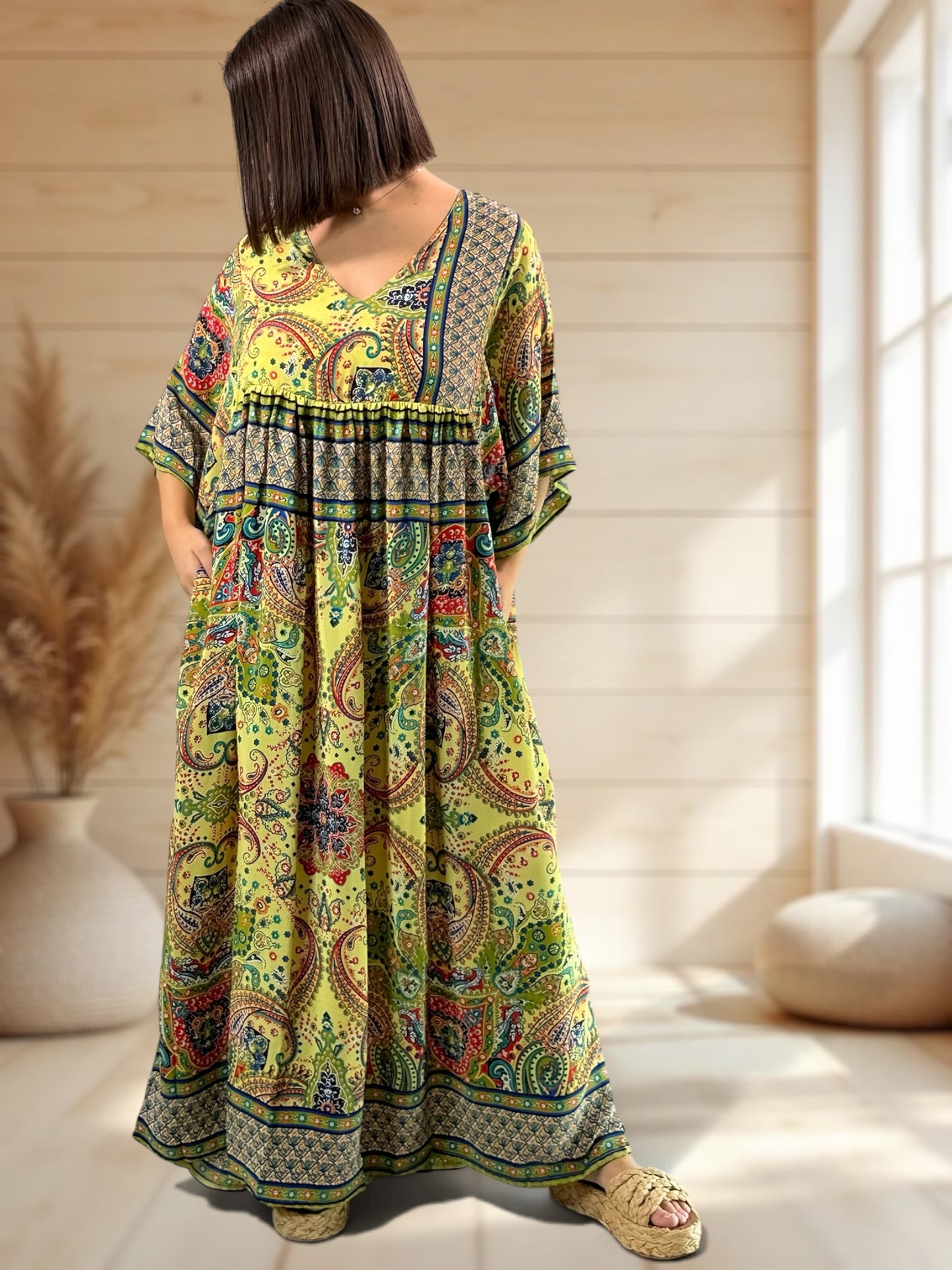 MATHILDA - ROBE LONGUE BOHEME SOIE JUSQU'A LA TAILLE 54