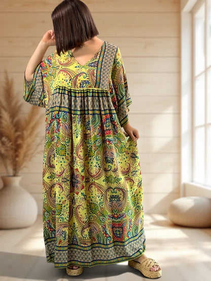 MATHILDA - ROBE LONGUE BOHEME SOIE JUSQU'A LA TAILLE 54
