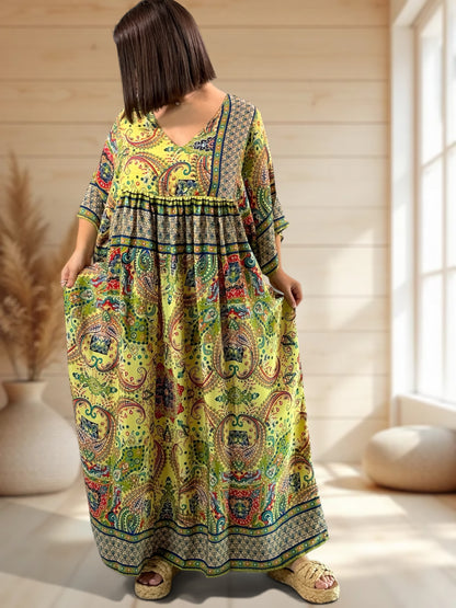 MATHILDA - ROBE LONGUE BOHEME SOIE JUSQU'A LA TAILLE 54