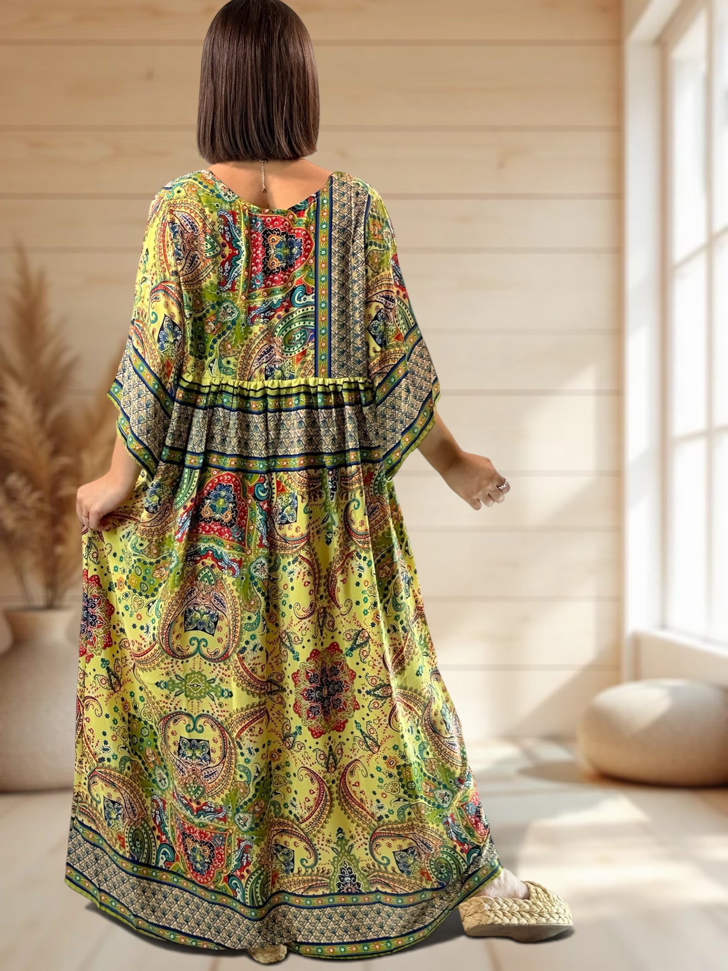 MATHILDA - ROBE LONGUE BOHEME SOIE JUSQU'A LA TAILLE 54