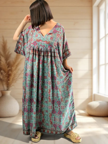 MATHILDA - ROBE LONGUE BOHEME SOIE JUSQU'A LA TAILLE 54