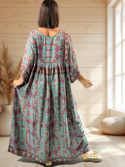 MATHILDA - ROBE LONGUE BOHEME SOIE JUSQU'A LA TAILLE 54
