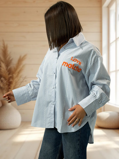 DELICE - CHEMISE BLEUE A RAYURE  JUSQU'A LA TAILLE 52