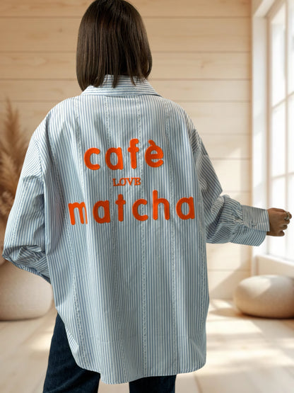 DELICE - CHEMISE BLEUE A RAYURE  JUSQU'A LA TAILLE 52