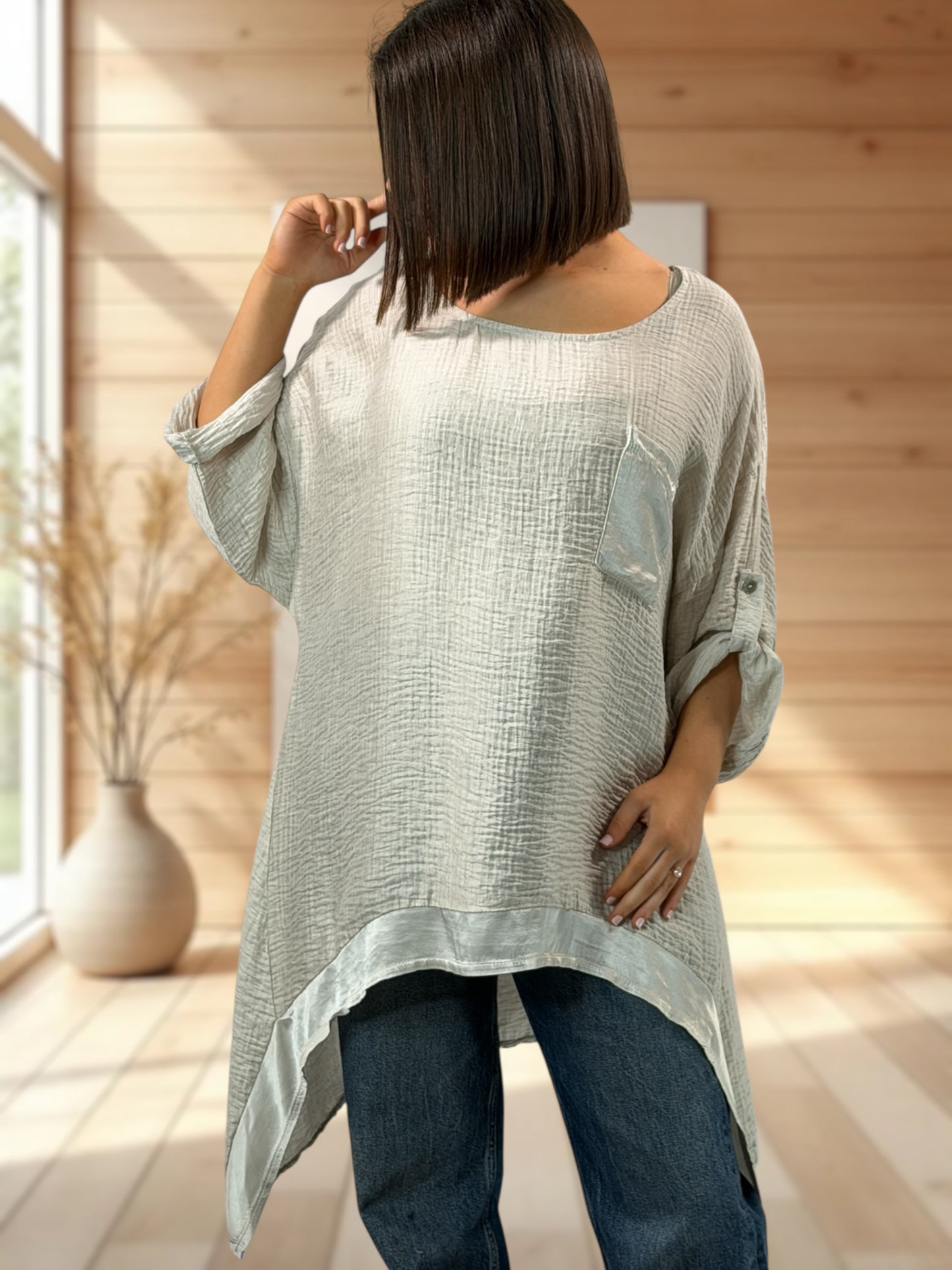 TIPHAINE  - TUNIQUE OVERSIZE BEIGE JUSQU'A LA TAILLE 48/50