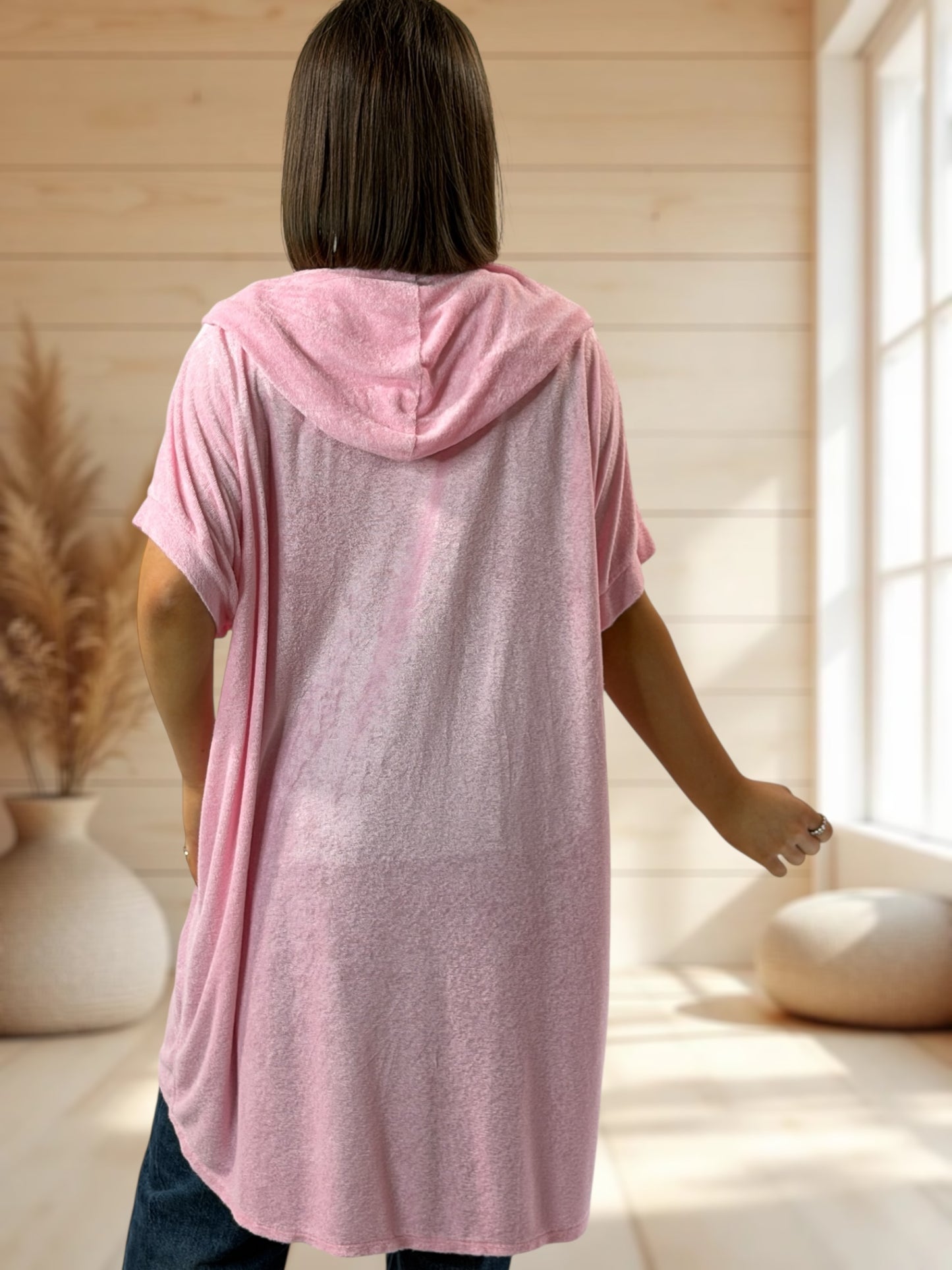 HOLIDAY  - TUNIQUE OVERSIZE ROSE EPONGE STRETCH JUSQU'A LA TAILLE 56/58