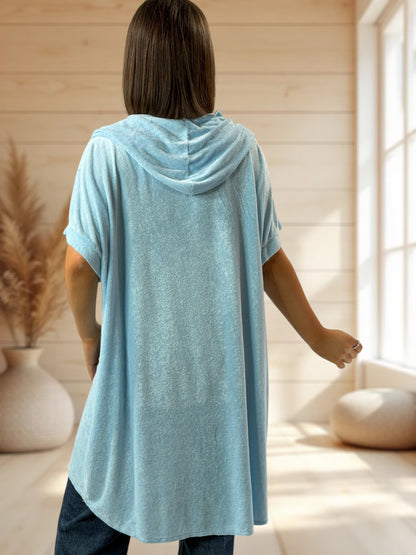 HOLIDAY  - TUNIQUE OVERSIZE BLEUE EPONGE STRETCH JUSQU'A LA TAILLE 56/58