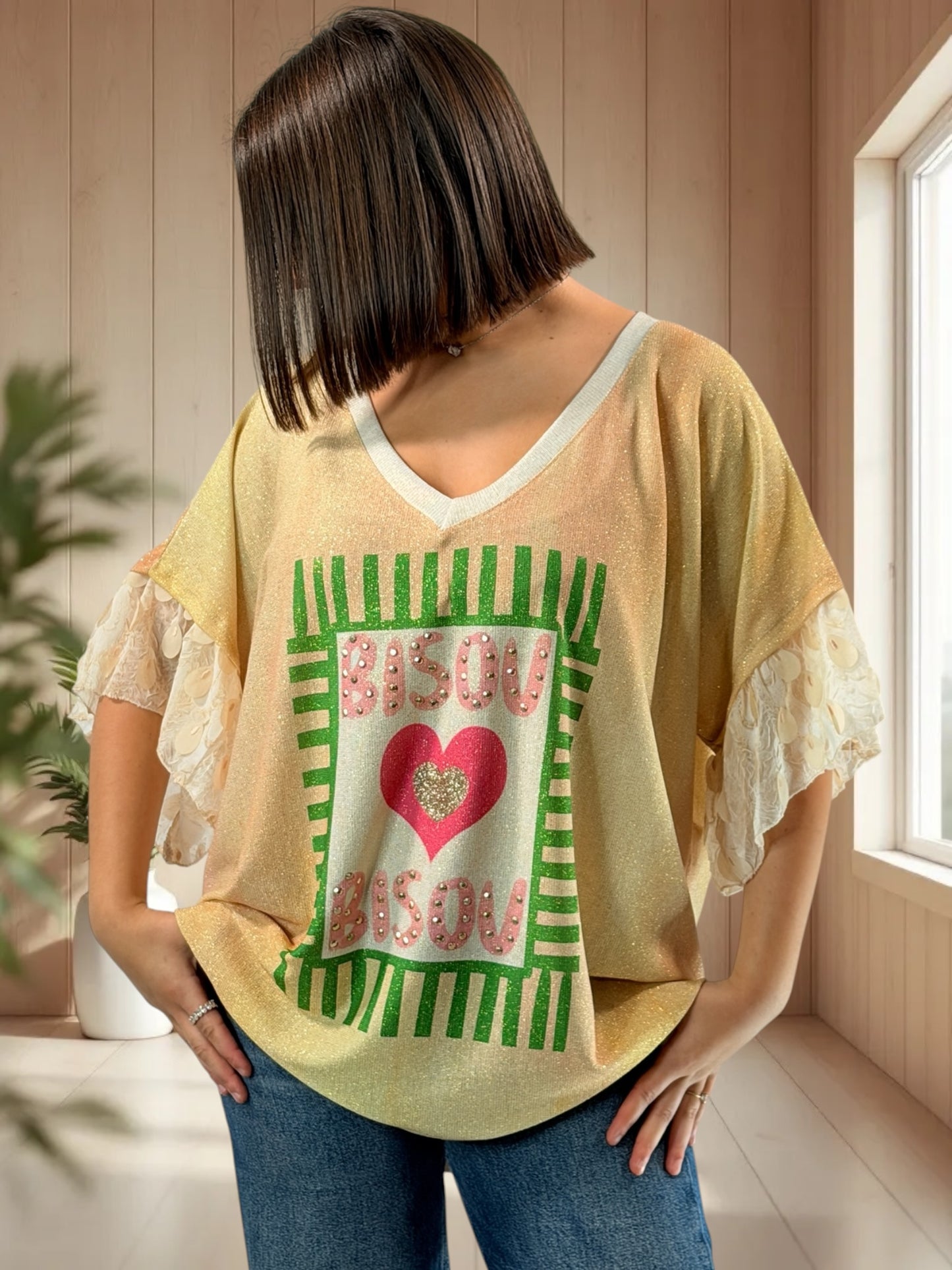 BISOU - TEE-SHIRT OVERSIZE FLUIDE SCINTILLANT JUSQU'A LA TAILLE 52