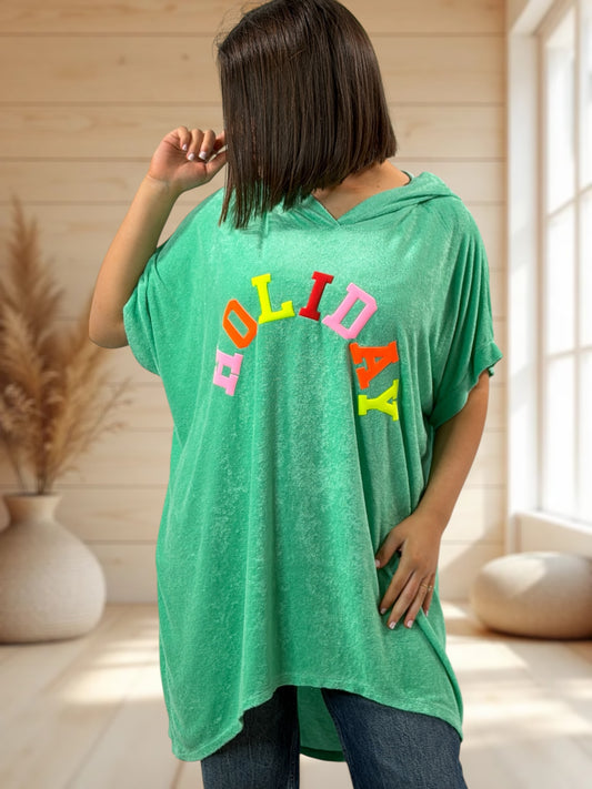 HOLIDAY  - TUNIQUE OVERSIZE VERTE EPONGE STRETCH JUSQU'A LA TAILLE 56/58