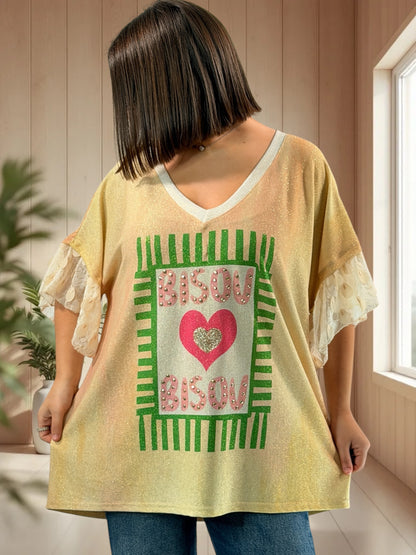 BISOU - TEE-SHIRT OVERSIZE FLUIDE SCINTILLANT JUSQU'A LA TAILLE 52