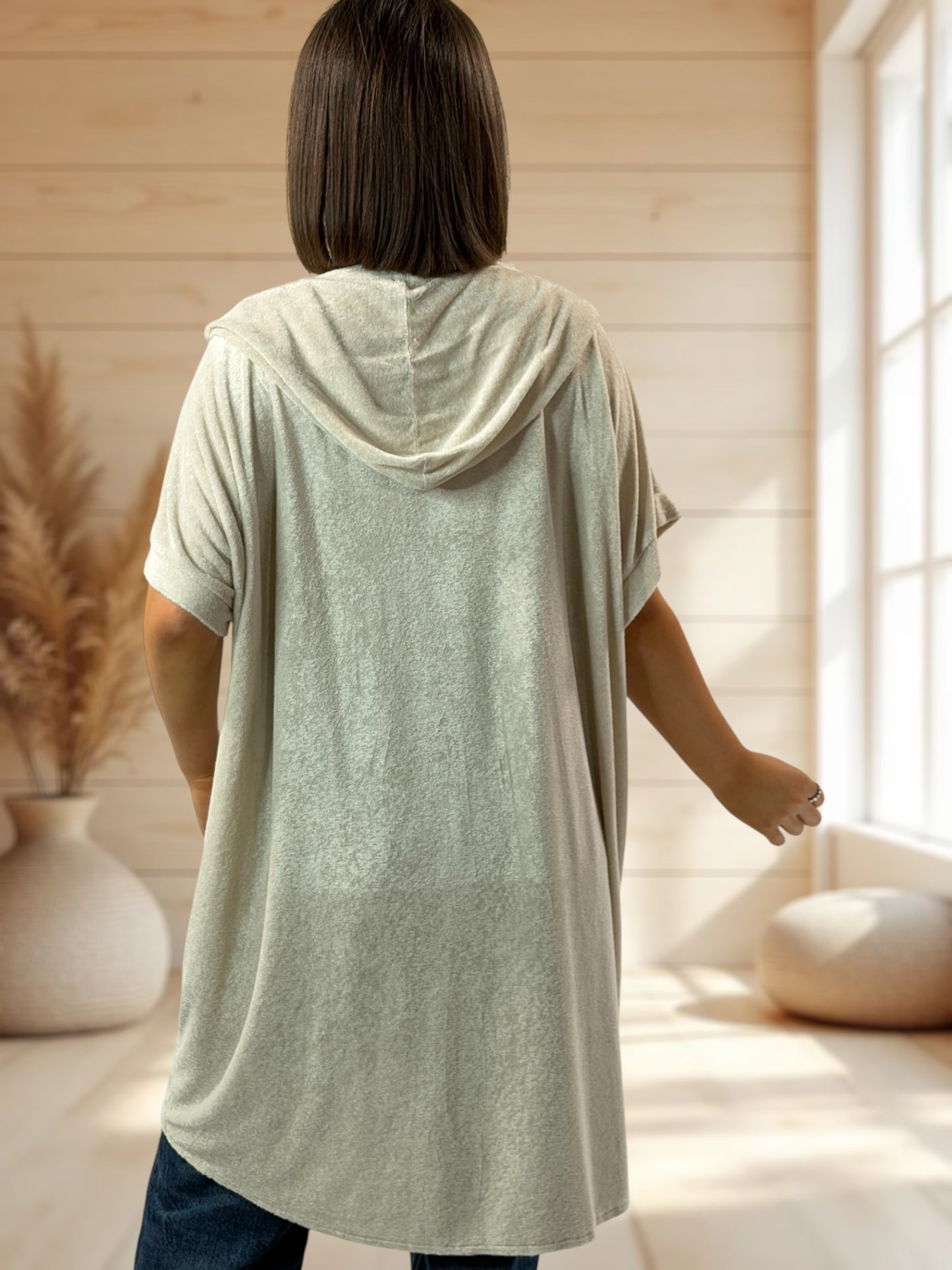 HOLIDAY  - TUNIQUE OVERSIZE BEIGE EPONGE STRETCH JUSQU'A LA TAILLE 56/58
