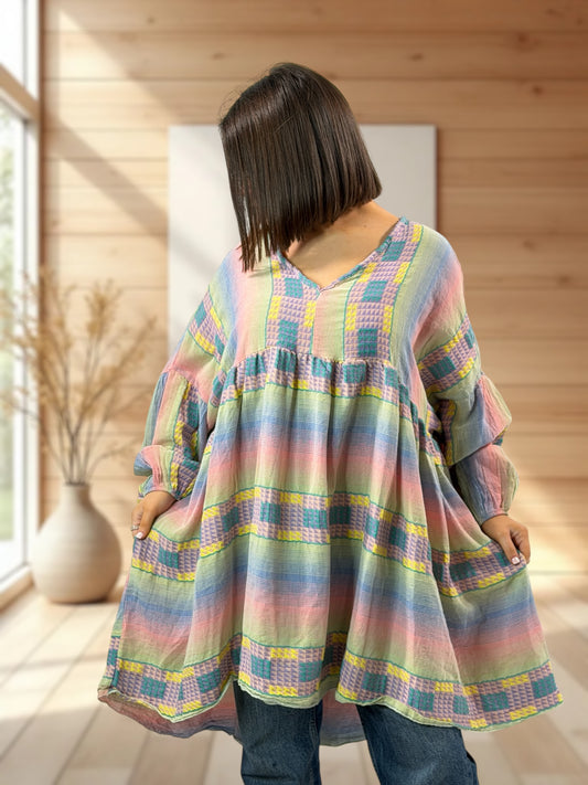 BIANCA  - TUNIQUE BOHEME OVERSIZE JUSQU'A LA TAILLE 56