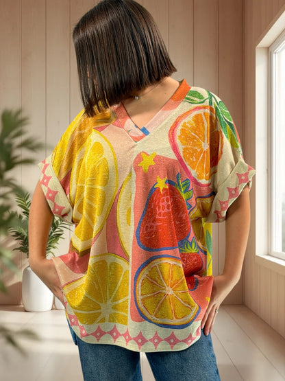 HELLO - TEE-SHIRT OVERSIZE FLUIDE SCINTILLANT JUSQU'A LA TAILLE 52