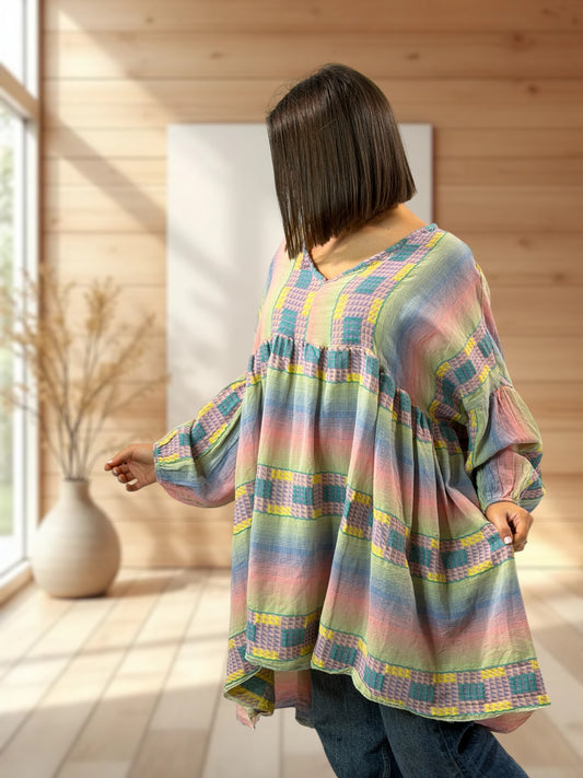 BIANCA  - TUNIQUE BOHEME OVERSIZE JUSQU'A LA TAILLE 56