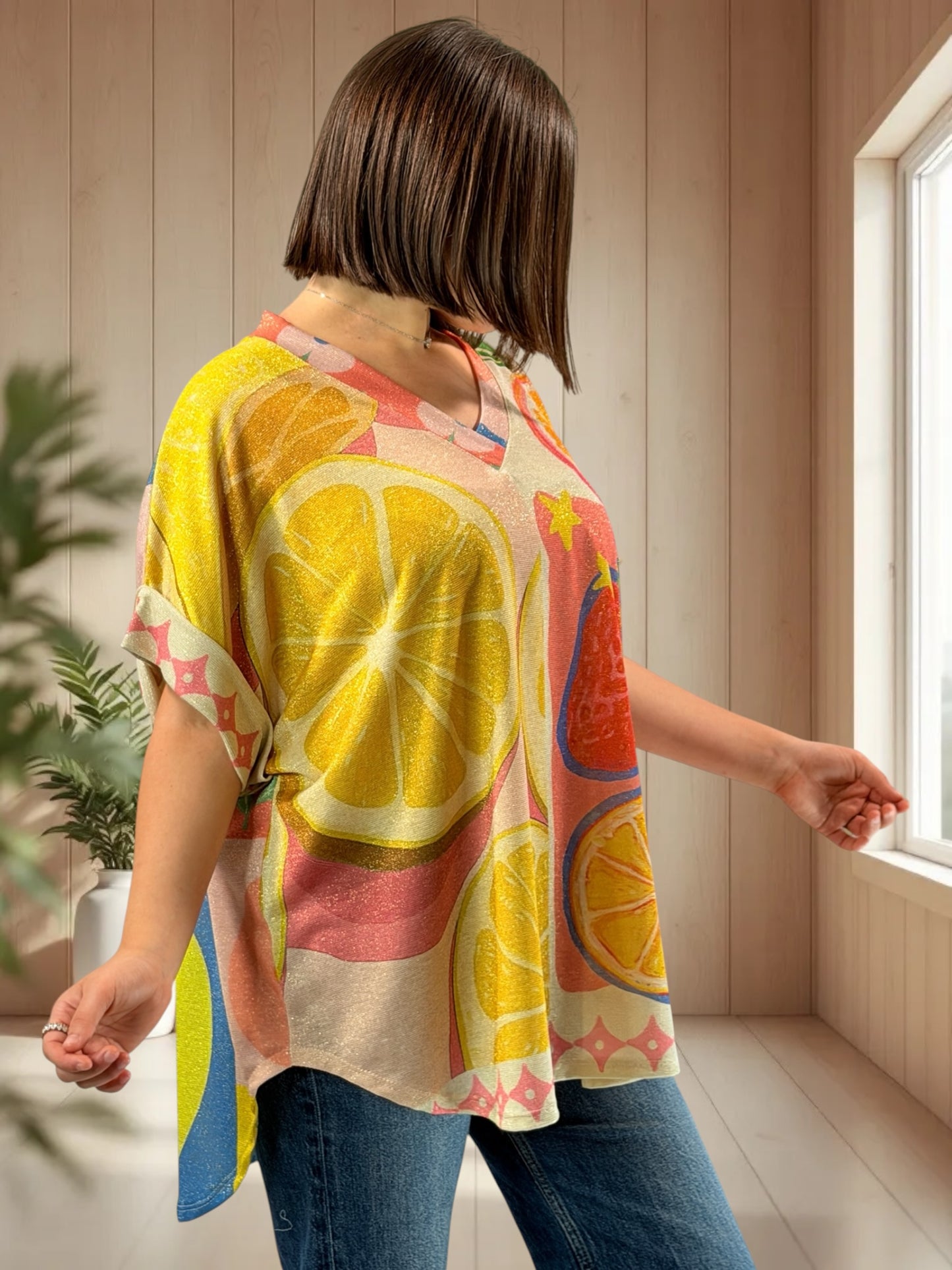 HELLO - TEE-SHIRT OVERSIZE FLUIDE SCINTILLANT JUSQU'A LA TAILLE 52