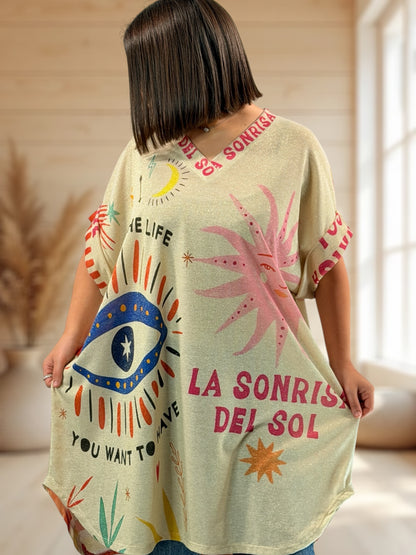 DEBBY - TEE-SHIRT OVERSIZE FLUIDE SCINTILLANT JUSQU'A LA TAILLE 56