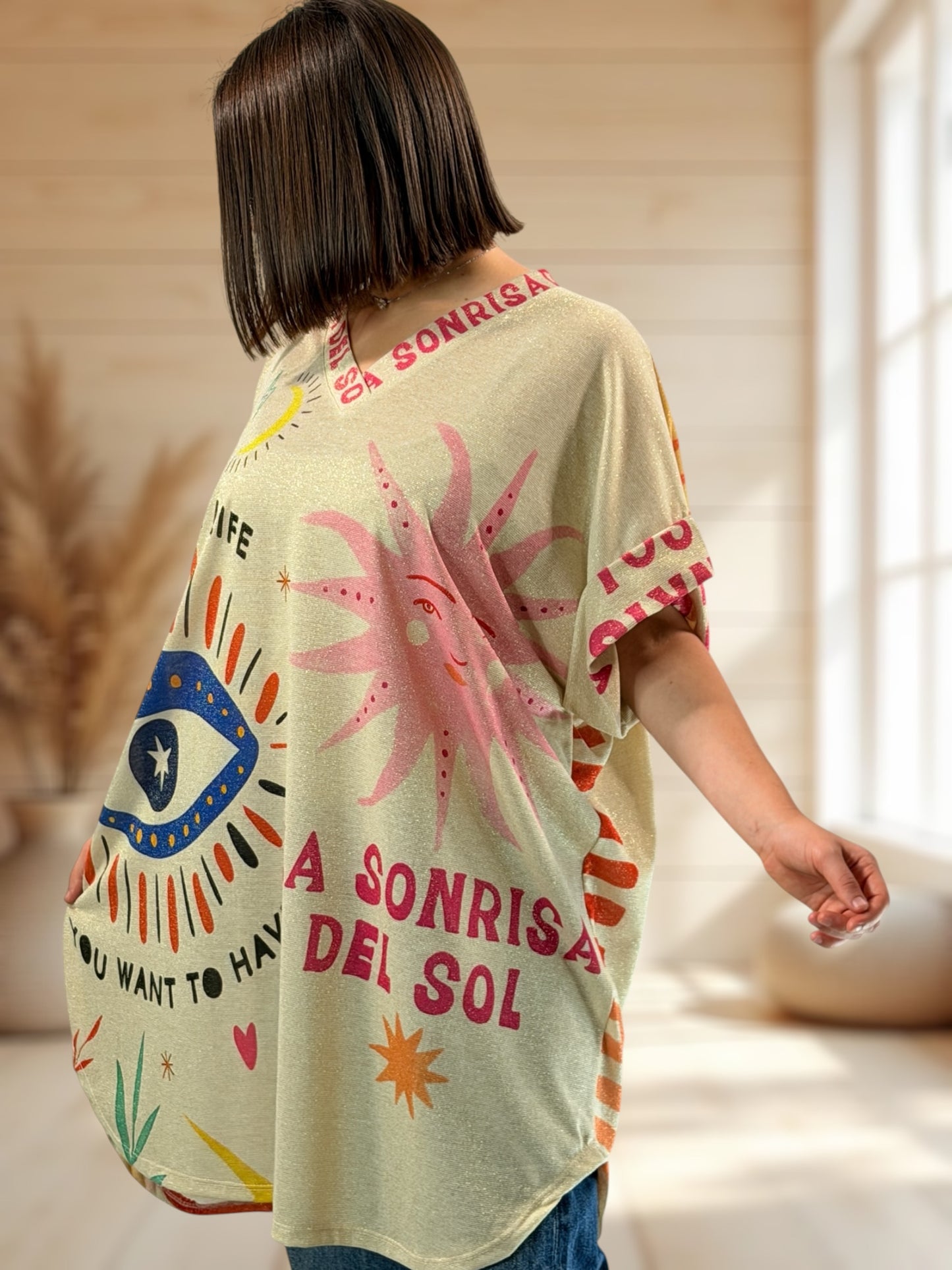 DEBBY - TEE-SHIRT OVERSIZE FLUIDE SCINTILLANT JUSQU'A LA TAILLE 56