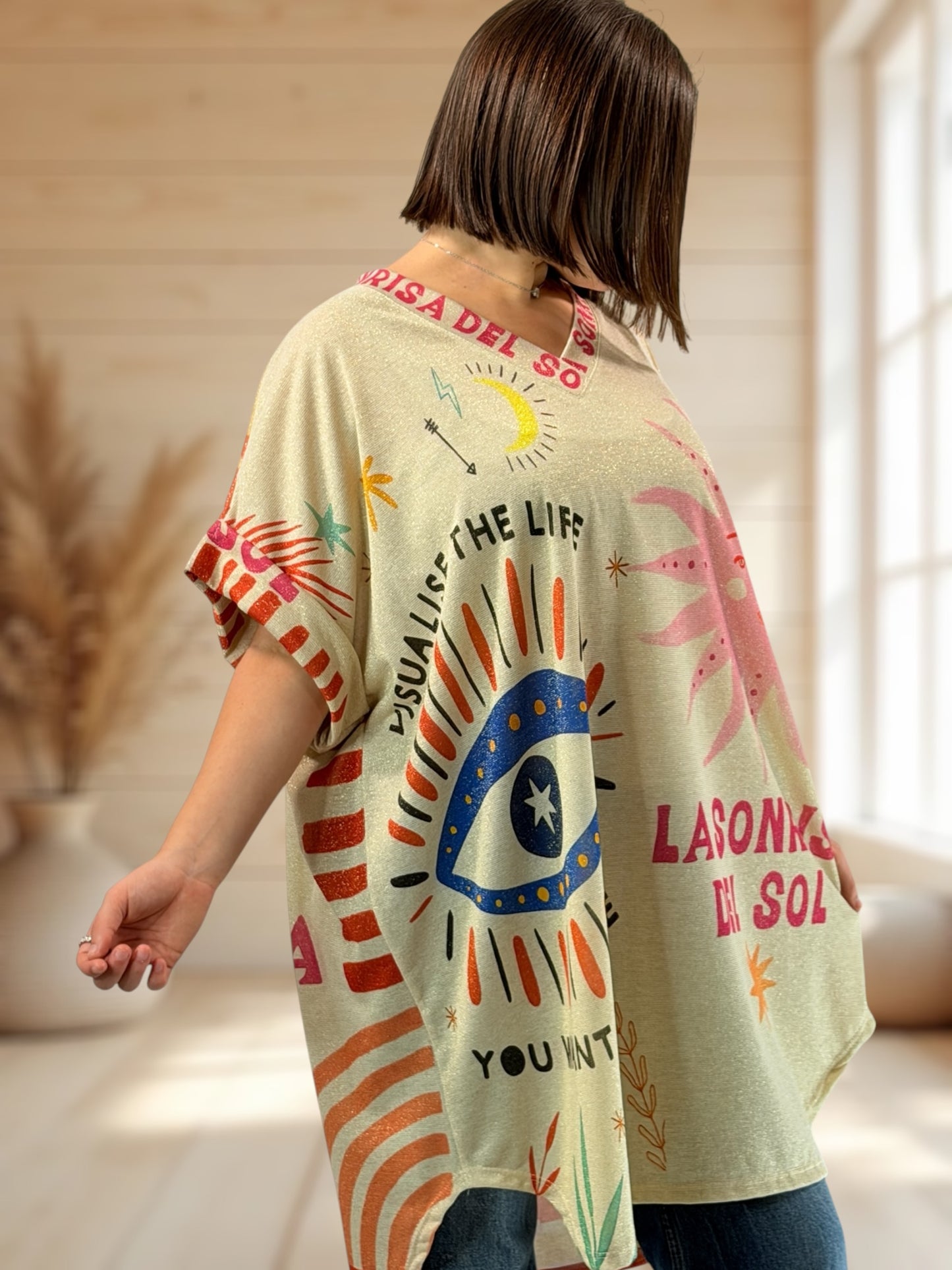 DEBBY - TEE-SHIRT OVERSIZE FLUIDE SCINTILLANT JUSQU'A LA TAILLE 56