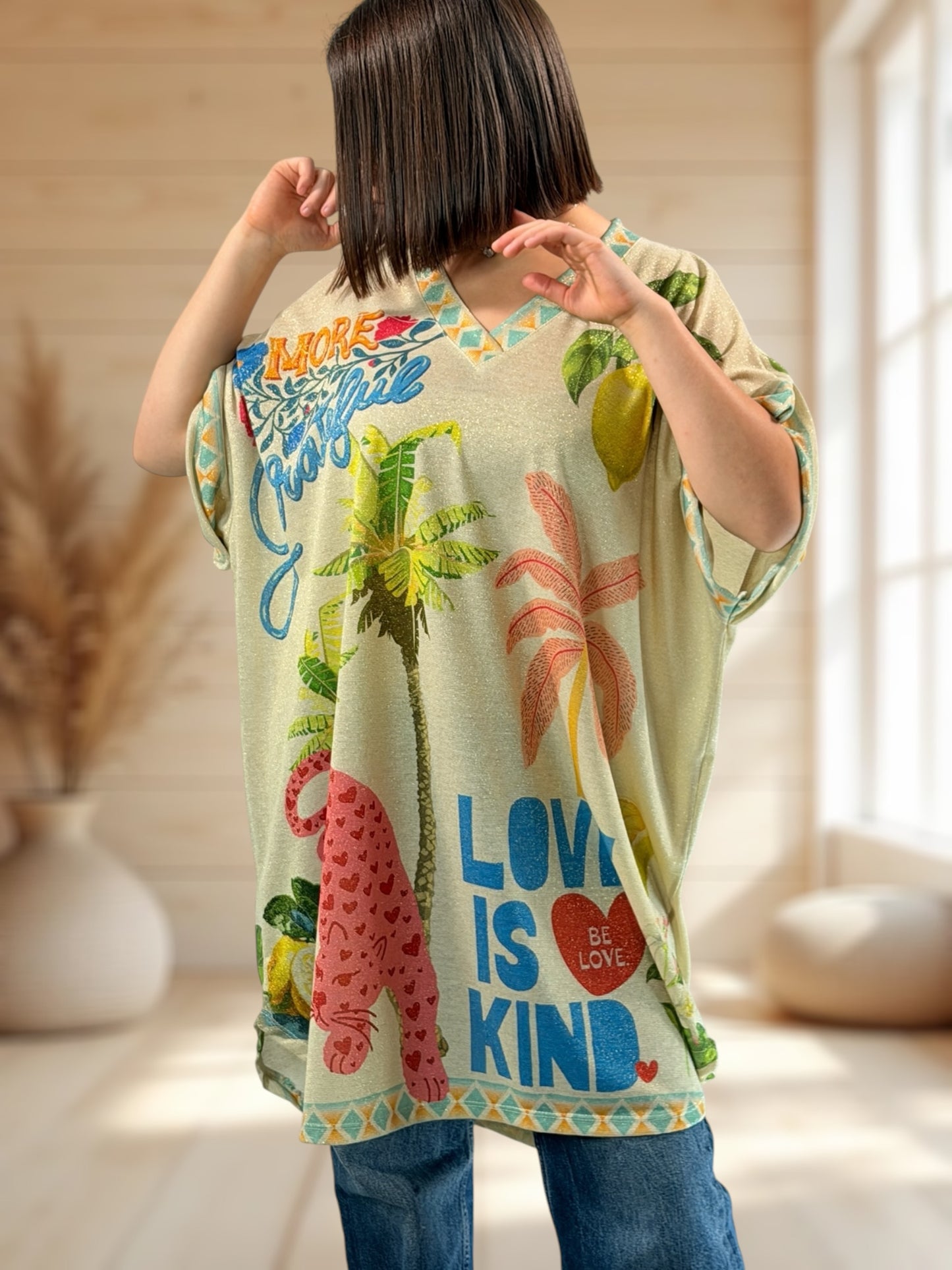 DEBBY - TEE-SHIRT OVERSIZE FLUIDE SCINTILLANT JUSQU'A LA TAILLE 56