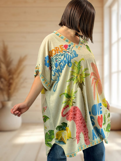 DEBBY - TEE-SHIRT OVERSIZE FLUIDE SCINTILLANT JUSQU'A LA TAILLE 56