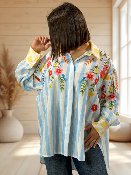 SUNSHINE - CHEMISE OVERSIZE A MOTIF JUSQU'A LA TAILLE 54